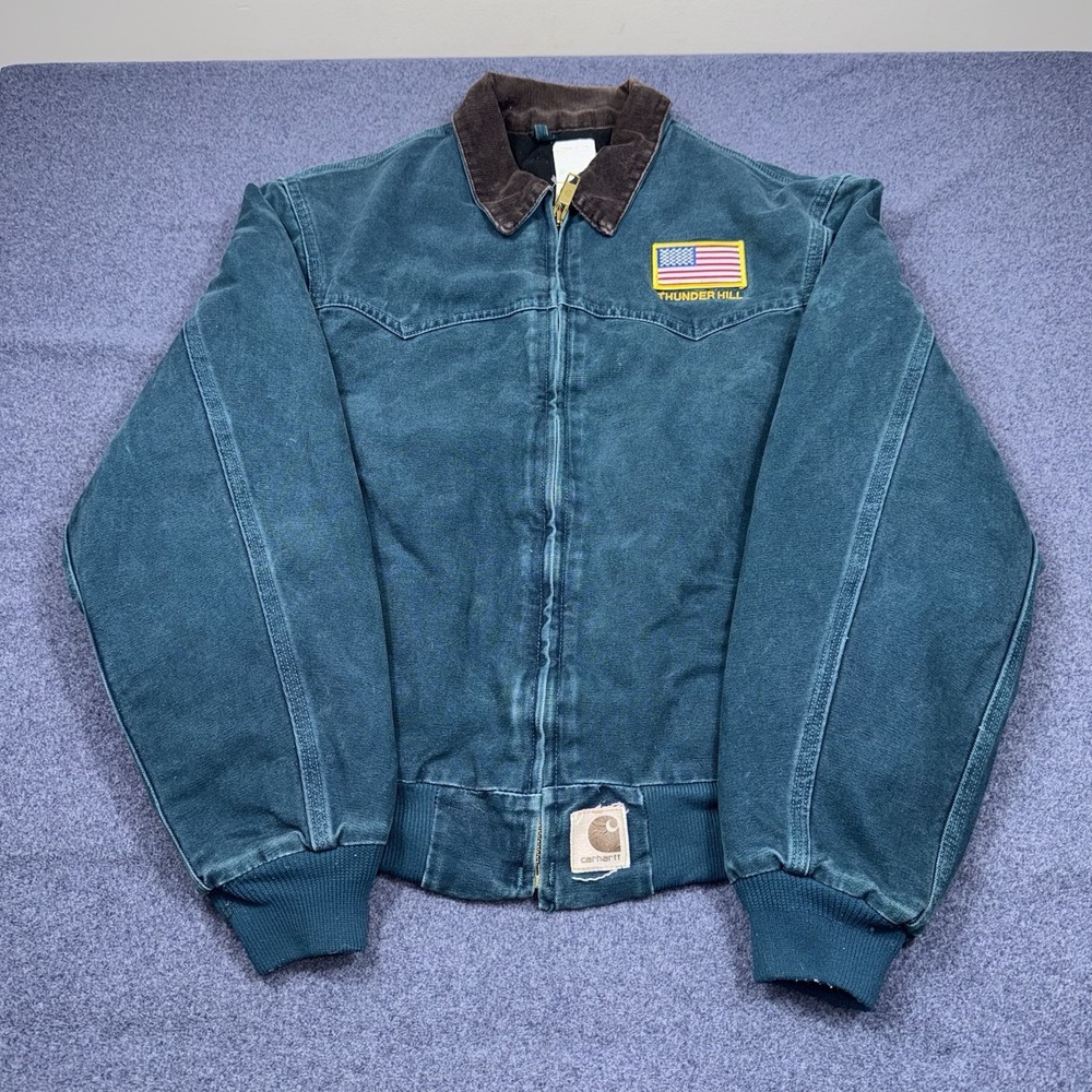 Vintage Carhartt J14 DTL Santa Fe Jacket Large Rare Dark Teal USA Made